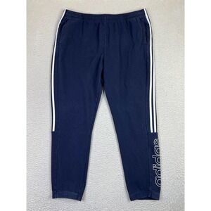 Adidas Pants Mens 2XL Navy Blue 3-Stripes Joggers Sweatpants Drawstring GE0792